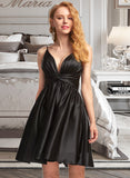 Ayana A-Line V-neck Short/Mini Satin Prom Dresses UKP0014410