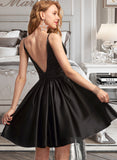 Ayana A-Line V-neck Short/Mini Satin Prom Dresses UKP0014410