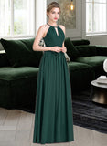 Kailee A-Line Scoop Neck Floor-Length Chiffon Prom Dresses With Ruffle UKP0014412