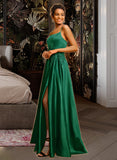 Kristin Ball-Gown/Princess V-neck Floor-Length Satin Prom Dresses With Beading Sequins UKP0014414