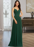 Martha A-Line V-neck Floor-Length Prom Dresses With Pleated UKP0014415