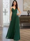 Martha A-Line V-neck Floor-Length Prom Dresses With Pleated UKP0014415