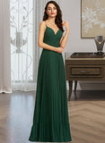 Martha A-Line V-neck Floor-Length Prom Dresses With Pleated UKP0014415