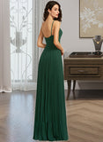 Martha A-Line V-neck Floor-Length Prom Dresses With Pleated UKP0014415