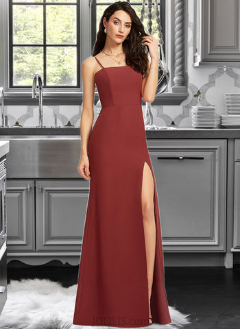 Carlee Sheath/Column Square Neckline Floor-Length Prom Dresses With Split Front UKP0014424