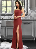 Carlee Sheath/Column Square Neckline Floor-Length Prom Dresses With Split Front UKP0014424