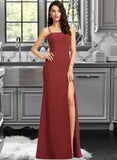 Carlee Sheath/Column Square Neckline Floor-Length Prom Dresses With Split Front UKP0014424