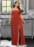 Carlee Sheath/Column Square Neckline Floor-Length Prom Dresses With Split Front UKP0014424