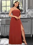 Carlee Sheath/Column Square Neckline Floor-Length Prom Dresses With Split Front UKP0014424