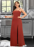 Carlee Sheath/Column Square Neckline Floor-Length Prom Dresses With Split Front UKP0014424