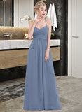 Maren A-Line Sweetheart Floor-Length Chiffon Prom Dresses With Ruffle UKP0014441