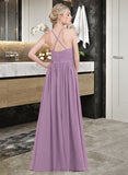 Maren A-Line Sweetheart Floor-Length Chiffon Prom Dresses With Ruffle UKP0014441