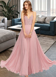 Aylin A-Line V-neck Floor-Length Chiffon Prom Dresses UKP0014446