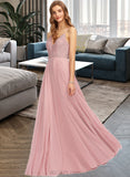 Aylin A-Line V-neck Floor-Length Chiffon Prom Dresses UKP0014446