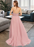 Aylin A-Line V-neck Floor-Length Chiffon Prom Dresses UKP0014446