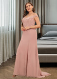 Abagail Trumpet/Mermaid Off-the-Shoulder Court Train Chiffon Lace Prom Dresses With Sequins UKP0014451