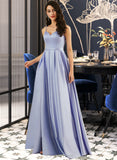 Fernanda Ball-Gown/Princess Sweetheart Floor-Length Satin Prom Dresses With Split Front Pockets UKP0014454