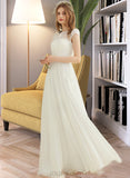 Reyna A-Line Floor-Length Chiffon Lace Prom Dresses UKP0014458