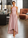 Isabelle A-Line Square Neckline Asymmetrical Satin Prom Dresses UKP0014462