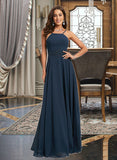 Brielle A-Line Halter Floor-Length Chiffon Prom Dresses With Lace UKP0014463