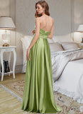 Elisabeth Ball-Gown/Princess Strapless Floor-Length Satin Prom Dresses With Split Front Pockets UKP0014468