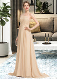 Rosalyn A-Line Square Neckline Sweep Train Chiffon Prom Dresses With Beading Sequins UKP0014475