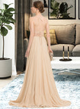 Rosalyn A-Line Square Neckline Sweep Train Chiffon Prom Dresses With Beading Sequins UKP0014475