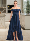 Lucile Ball-Gown/Princess Off-the-Shoulder Asymmetrical Satin Prom Dresses UKP0014487