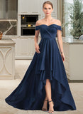 Lucile Ball-Gown/Princess Off-the-Shoulder Asymmetrical Satin Prom Dresses UKP0014487