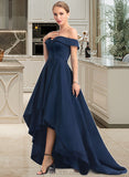 Lucile Ball-Gown/Princess Off-the-Shoulder Asymmetrical Satin Prom Dresses UKP0014487