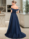 Lucile Ball-Gown/Princess Off-the-Shoulder Asymmetrical Satin Prom Dresses UKP0014487