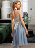 Kelly A-Line V-neck Knee-Length Tulle Prom Dresses UKP0014493