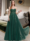 Geraldine Ball-Gown/Princess Sweetheart Floor-Length Tulle Prom Dresses With Sequins UKP0014499