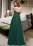 Geraldine Ball-Gown/Princess Sweetheart Floor-Length Tulle Prom Dresses With Sequins UKP0014499