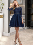 Emilie A-Line Scoop Neck Short/Mini Tulle Prom Dresses With Beading Sequins UKP0014500