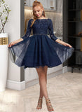 Emilie A-Line Scoop Neck Short/Mini Tulle Prom Dresses With Beading Sequins UKP0014500