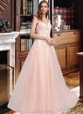 Nataly Ball-Gown/Princess Sweetheart Floor-Length Tulle Prom Dresses With Sequins UKP0014504