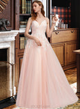 Nataly Ball-Gown/Princess Sweetheart Floor-Length Tulle Prom Dresses With Sequins UKP0014504