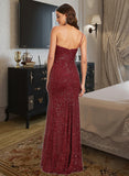 Brooklynn Sheath/Column One-Shoulder Floor-Length Sequined Prom Dresses With Ruffle Sequins UKP0014507