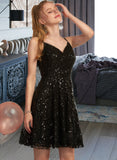 Ana A-Line V-neck Short/Mini Sequined Prom Dresses UKP0014512