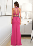 Isla Sheath/Column Scoop Neck Floor-Length Jersey Prom Dresses With Beading Sequins UKP0014514