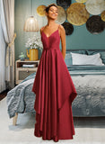 Erin Ball-Gown/Princess V-neck Floor-Length Satin Prom Dresses UKP0014516