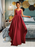 Erin Ball-Gown/Princess V-neck Floor-Length Satin Prom Dresses UKP0014516