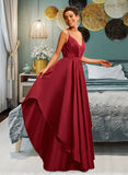 Erin Ball-Gown/Princess V-neck Floor-Length Satin Prom Dresses UKP0014516