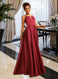 Eileen A-Line Square Neckline Floor-Length Satin Prom Dresses UKP0014517