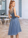 Jade A-Line Scoop Neck Asymmetrical Tulle Prom Dresses With Sequins UKP0014519