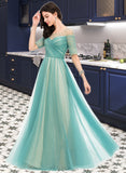 Isis Ball-Gown/Princess Scoop Neck Floor-Length Tulle Prom Dresses With Beading UKP0014526