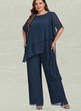 Camille Jumpsuit/Pantsuit Scoop Neck Ankle-Length Chiffon Mother of the Bride Dress UKP0014607