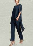 Camille Jumpsuit/Pantsuit Scoop Neck Ankle-Length Chiffon Mother of the Bride Dress UKP0014607