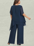 Camille Jumpsuit/Pantsuit Scoop Neck Ankle-Length Chiffon Mother of the Bride Dress UKP0014607